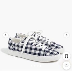 J. Crew Navy and White Checkered Sneakers